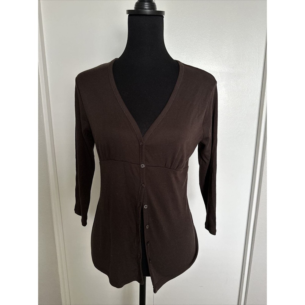 NWT Talbots Fitted Cardigan Small Brown Cotton Blend Long Sleeve NWT $44